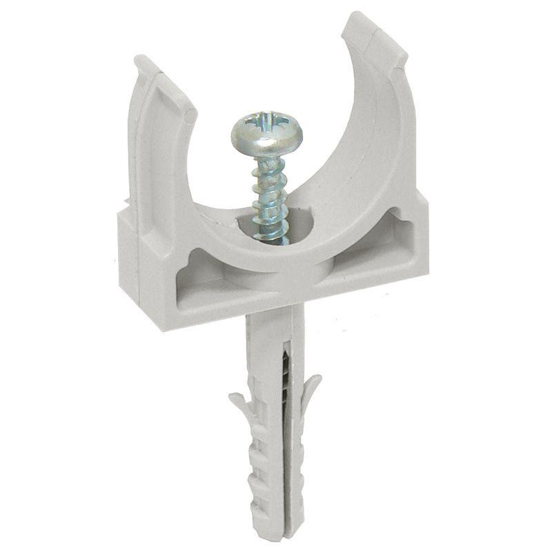 Держатель для труб (клипса) CT25 с защелкой и дюбелем IEK CTA10D-CT25-K41-100 Держатель для труб (клипса) CT25 с защелкой и дюбелем IEK CTA10D-CT25-K41-100