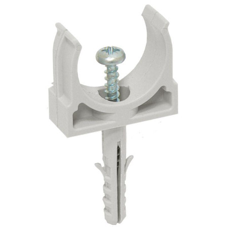 Держатель для труб (клипса) CT25 с защелкой и дюбелем IEK CTA10D-CT25-K41-100