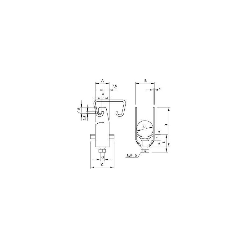 Скоба зажимная U-образ. d52-58мм 2056U 58 FT OBO 1175580 Скоба зажимная U-образ. d52-58мм 2056U 58 FT OBO 1175580