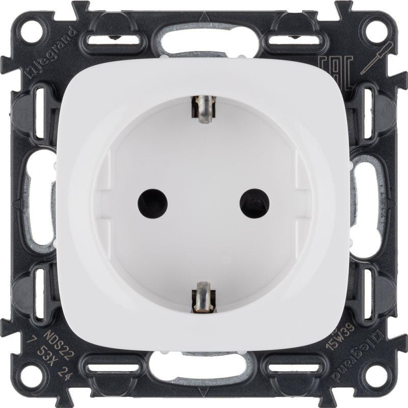 Розетка 1-м СП Valena Allure 16А IP20 250В 2P+E винтов. клеммы с лицев. панелью механизм бел. Leg 753724 Розетка 1-м СП Valena Allure 16А IP20 250В 2P+E винтов. клеммы с лицев. панелью механизм бел. Leg 753724