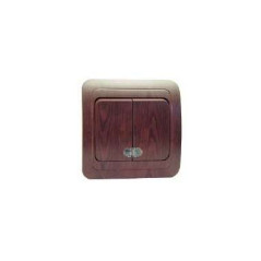 Выключатель 2-кл. СП Mimoza N 10А IP20 с подсветкой дуб/дуб Makel 24223