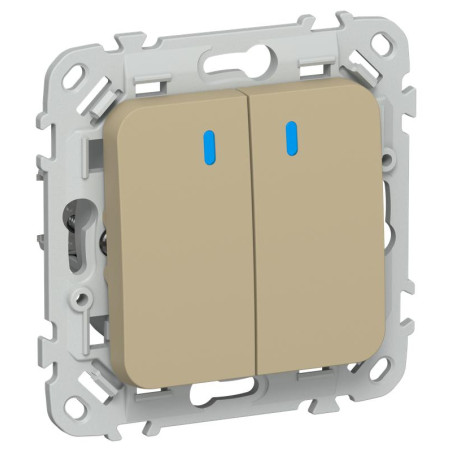 Выключатель 2-кл. СП FLITE ВС12-1-1-ФлХ 10А с индикацией механизм хаки IEK FI-V20-1-10-1-K59