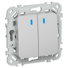 Выключатель проходной 2-кл. СП FLITE ВС62-1-1-ФлА 10А с индикацией механизм алюм. IEK FI-V22-1-10-1-K47