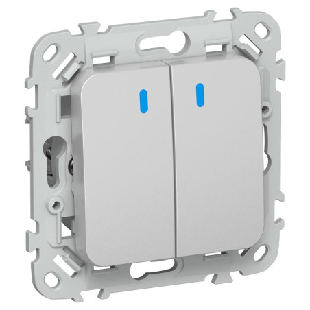 Выключатель проходной 2-кл. СП FLITE ВС62-1-1-ФлА 10А с индикацией механизм алюм. IEK FI-V22-1-10-1-K47
