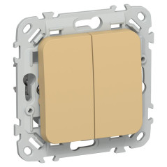 Выключатель проходной 2-кл. СП FLITE ВС62-1-0-ФлШм 10А механизм шамуа IEK FI-V22-0-10-1-K89