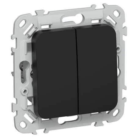 Выключатель проходной 2-кл. СП FLITE ВС62-1-0-ФлЧ 10А механизм черн. IEK FI-V22-0-10-1-K02