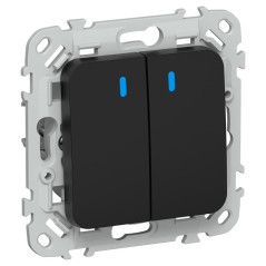 Выключатель проходной 2-кл. СП FLITE ВС62-1-1-ФлЧ 10А с индикацией механизм черн. IEK FI-V22-1-10-1-K02