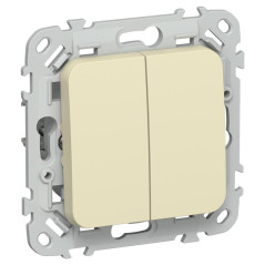 Выключатель проходной 2-кл. СП FLITE ВС62-1-0-ФлН 10А механизм навахо IEK FI-V22-0-10-1-K87