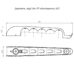 Держатель труб d20мм для прямого монтажа односторонний на 5 мест сер. (уп.20шт) Промрукав PR13.03281