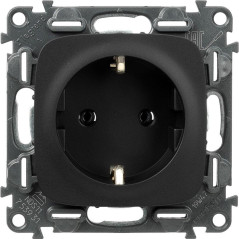 Розетка 1-м СП Valena Allure 16А IP2X 250В 2P+E безвинтов. клеммы с лицев. панелью механизм антрацит Leg 753931