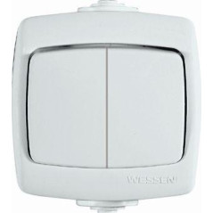 Выключатель 2-кл. ОП Рондо 6А IP44 250В бел. SchE VA56-225B-BI