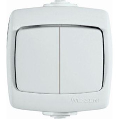 Выключатель 2-кл. ОП Рондо 6А IP44 250В бел. SchE VA56-225B-BI