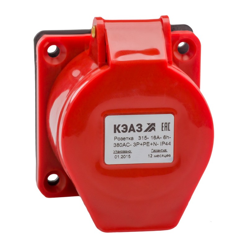 Розетка фланцевая 324 32А 380AC 3P+PE 6ч IP44 КЭАЗ 222760 Розетка фланцевая 324 32А 380AC 3P+PE 6ч IP44 КЭАЗ 222760