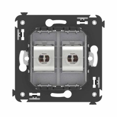 Розетка компьютерная 2-м СП Avanti "Закаленная сталь" RJ45 кат.6A без шторок экранир. механизм DKC 4404774