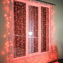 Гирлянда светодиодная "Светодиодный Дождь" 2х3м 600LED мультиколор RGB 55Вт 230В IP65 провод прозр. (свечение с динамикой при пр