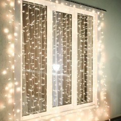 Гирлянда светодиодная "Светодиодный Дождь" 2х3м 600LED мультиколор RGB 55Вт 230В IP65 провод прозр. (свечение с динамикой при пр