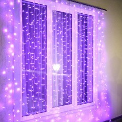 Гирлянда светодиодная "Светодиодный Дождь" 2х3м 600LED мультиколор RGB 55Вт 230В IP65 провод прозр. (свечение с динамикой при пр