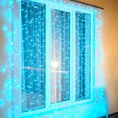 Гирлянда светодиодная "Светодиодный Дождь" 2х3м 600LED мультиколор RGB 55Вт 230В IP65 провод прозр. (свечение с динамикой при пр