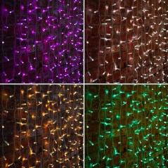 Гирлянда светодиодная "Светодиодный Дождь" 2х3м 600LED мультиколор RGB 55Вт 230В IP65 провод прозр. (свечение с динамикой при пр