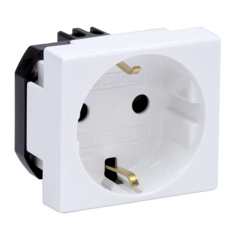 Розетка 1-м 2мод. Viva 16А IP20 2P+E с заземл. защ. шторки бел. DKC 45005 Розетка 1-м 2мод. Viva 16А IP20 2P+E с заземл. защ. шторки бел. DKC 45005