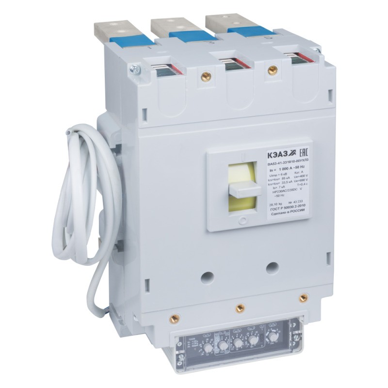 Выключатель автоматический 1000А ВА53-41-331810 УХЛ3 690В НР-400В AC задн. присоед. КЭАЗ 259703 Выключатель автоматический 1000А ВА53-41-331810 УХЛ3 690В НР-400В AC задн. присоед. КЭАЗ 259703