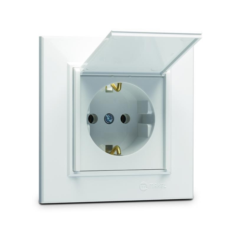 Розетка с/з и крышкой СП Karea 16А IP20 бел. Makel 56001099 Розетка с/з и крышкой СП Karea 16А IP20 бел. Makel 56001099