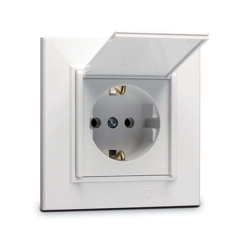 Розетка с/з и крышкой СП Karea 16А IP20 бел. Makel 56001029 Розетка с/з и крышкой СП Karea 16А IP20 бел. Makel 56001029