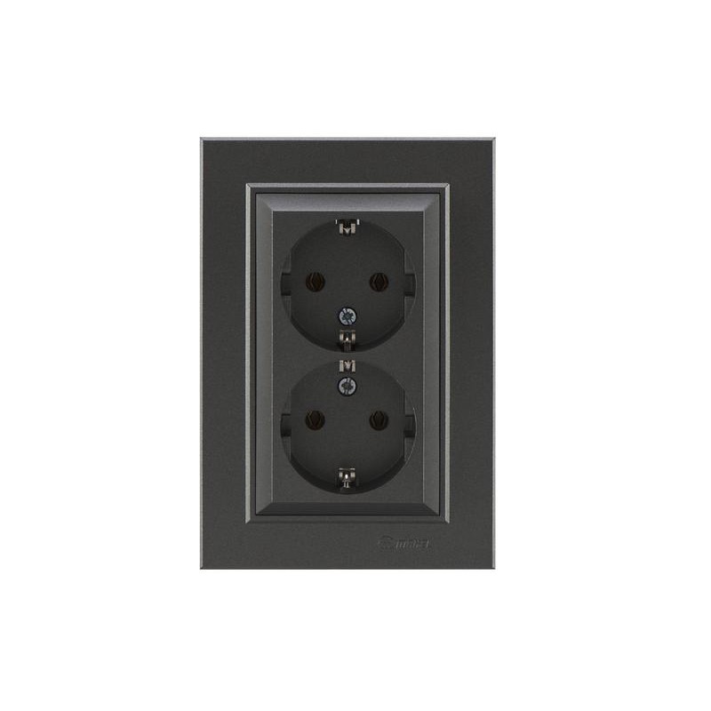 Розетка 2-я с/з СП (Новый дизайн) Karea 16А IP20 дым. Makel 56050057