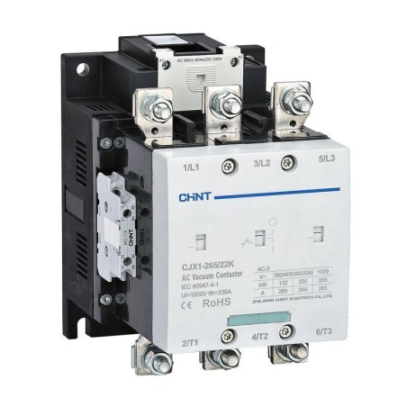 Контактор вакуумный CJX1-265/22K 265А кат. 380В AC/DC 2НО+2НЗ AC-3 CHINT 275707