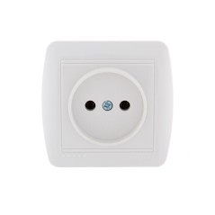 Розетка 1-м ОП Demet 16А IP20 без заземл. керамика бел. LEZARD 711-0200-121