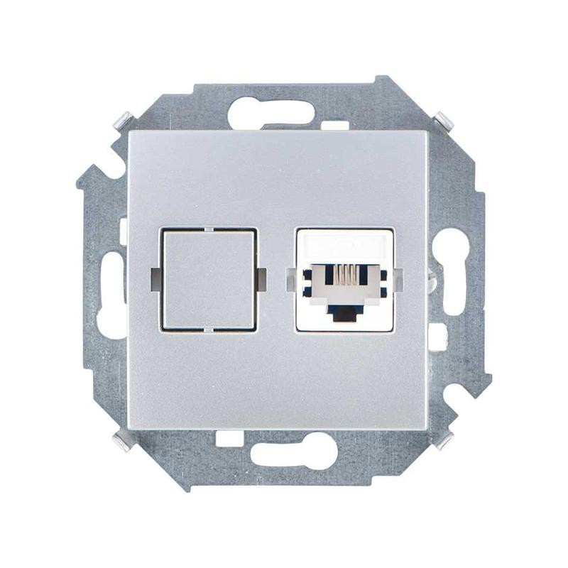 Розетка телефонная СП Simon 15 RJ11 винтов. зажимы механизм алюм. Simon 1591480-033 Розетка телефонная СП Simon 15 RJ11 винтов. зажимы механизм алюм. Simon 1591480-033
