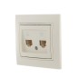 Розетка компьютерная + телефонная 2-м СП Mira RJ45 + RJ11 крем./крем.. LEZARD 701-0303-143