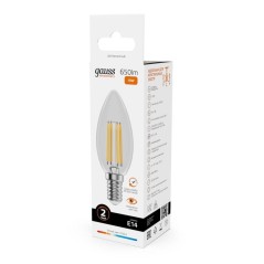 Лампа светодиодная филаментная Filament Elementary 10Вт свеча 2700К Е14 650лм GAUSS 32110