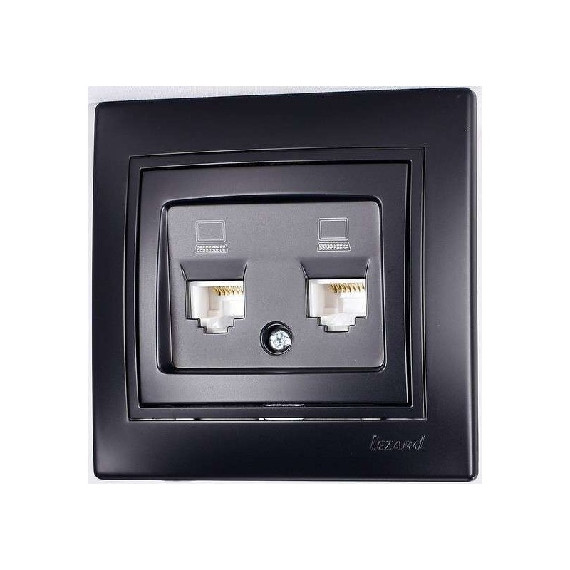 Розетка компьютерная 2-м Mira RJ45 со вставкой черн. бархат LEZARD 701-4242-141 Розетка компьютерная 2-м Mira RJ45 со вставкой черн. бархат LEZARD 701-4242-141