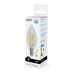Лампа светодиодная филаментная Filament Elementary 12Вт свеча 4100К Е14 750лм GAUSS 32122