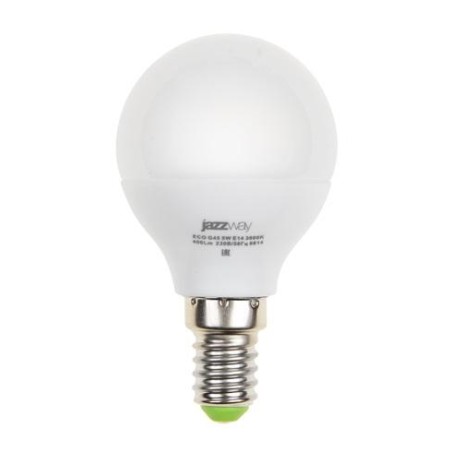 Лампа светодиодная PLED-ECO 5Вт G45 шар матовая 4000К нейтр. бел. E14 400лм 230В 50Гц JazzWay 1036926A