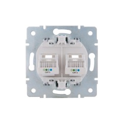 Розетка телефонная 2-м СП Karina RJ11 механизм бел. LEZARD 707-0288-138