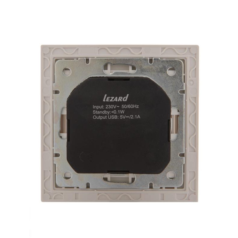 Розетка 1-м СП Rain 16А с заземл. + USB разъем бел. LEZARD 703-0202-181
