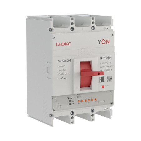 Выключатель автоматический 3п 500-1250А 66кА MGS1600S с электронным расцепителем ETS в литом корпусе YON MGS1600S-3ETS1250