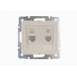 Розетка компьютерная + телефонная 2-м СП Rain RJ45 + RJ11 16А IP20 механизм крем. LEZARD 703-0388-143