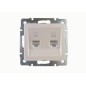 Розетка компьютерная 2-м Rain RJ45 механизм жемчуж./бел. перламутр. LEZARD 703-3088-141