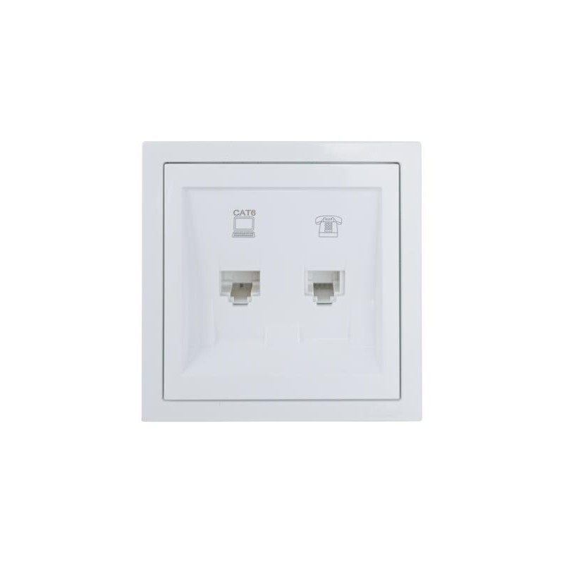 Розетка компьютер+телефон с модулем Cat 6 СП ZIMA бел. LEZARD 704-0288-144 Розетка компьютер+телефон с модулем Cat 6 СП ZIMA бел. LEZARD 704-0288-144