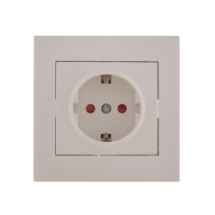Розетка 1-м СП Rain 16А IP20 защ. шторки керамика бел. LEZARD 703-0202-124
