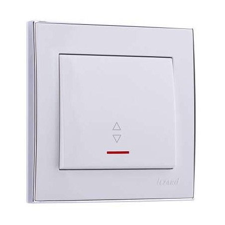 Переключатель проходной 1-кл. СП Rain 10А IP20 с подсветкой с хром. боковой вставкой бел. LEZARD 703-0225-114