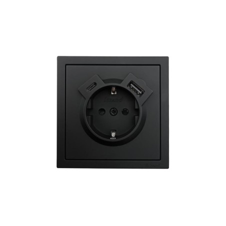 Розетка 1-мест. с/з Type-C+USB разъем СП ZIMA IP20 черн. бархат LEZARD 704-4288-181TC