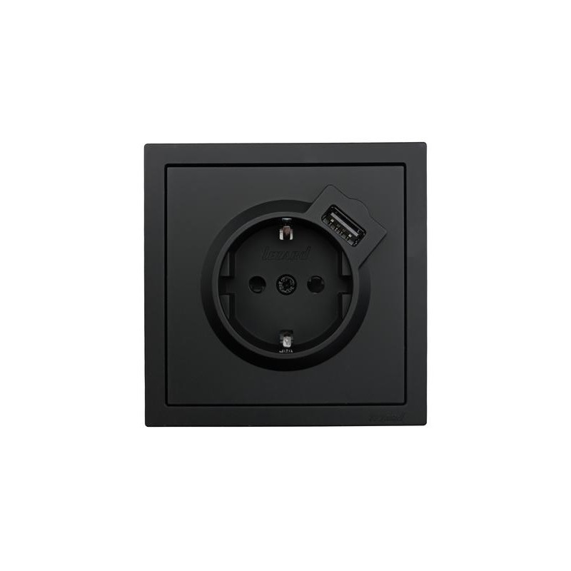Розетка 1-мест. с/з+USB разъем СП ZIMA IP20 черн. бархат LEZARD 704-4288-181 Розетка 1-мест. с/з+USB разъем СП ZIMA IP20 черн. бархат LEZARD 704-4288-181
