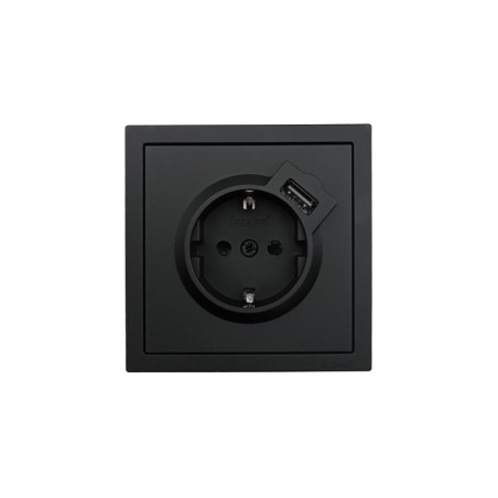 Розетка 1-мест. с/з+USB разъем СП ZIMA IP20 черн. бархат LEZARD 704-4288-181