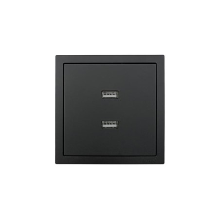 Розетка 1-мест. с 2-мест. USB разъем СП ZIMA IP20 черн. бархат LEZARD 704-4288-192