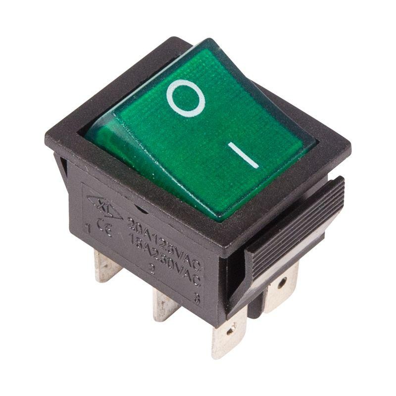 Выключатель клавишный 250В 15А (6с) ON-ON с подсветкой зел. (RWB-506, SC-767) Rexant 36-2352 Выключатель клавишный 250В 15А (6с) ON-ON с подсветкой зел. (RWB-506, SC-767) Rexant 36-2352