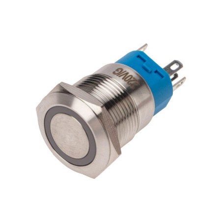 Кнопка антивандальная d19 250В Фикс (5с) ON-OFF/OFF-ON подсв/зел. Rexant 36-3443